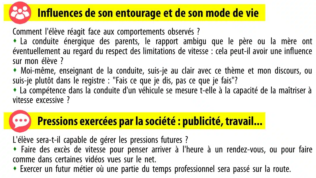 Rubriques « Influences de son entourage et de son mode de vie » et « Pressions exercées par la société » de la fiche C2c du GECASER B