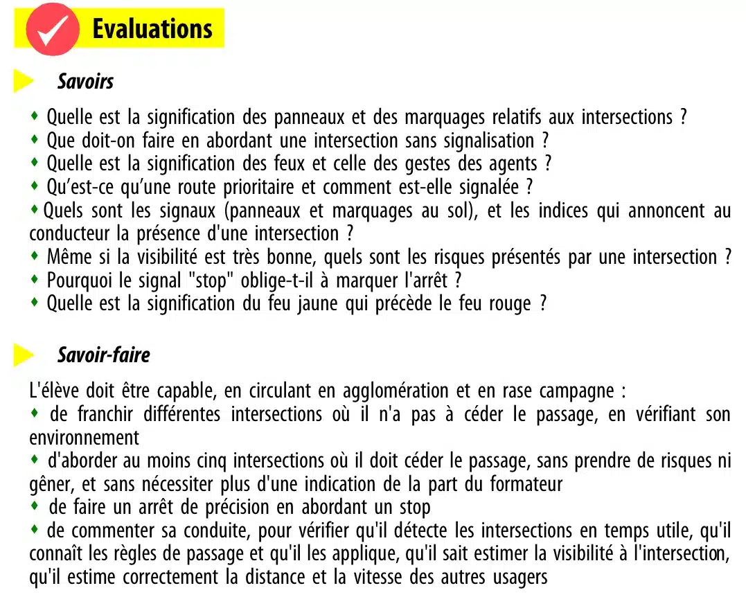 Rubrique Évaluations de la sous-compétence C2d du GECASER B : questions de savoirs et critères de savoir-faire pour franchir les intersections